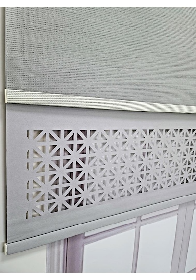 Bbb Çift Mekanizmalı Lazer Kesim Tül Ve Stor Perde Mlt1045 Gri