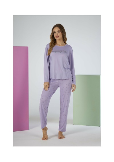 Estiva Kadın Yıldız Alt Desenli Lila Soft Uzun Kollu Pijama Takımı Çok renkli Estiva Kadın Yıldız Alt Desenli Lila Soft Uzun Kollu Pijama Takımı Çok renkli