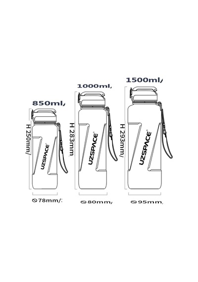 Uzspace Fiftyfifty Pipetli 850ml Tritan Su Matarası 001