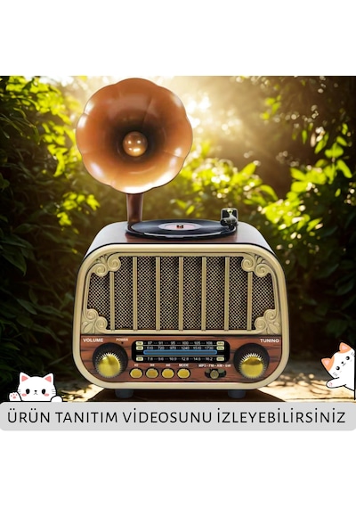 Dexxony Dcx-13 Kahverengi Nostaljik Radyo & Zarif Nostaljik Ahşap Görünümlü Radyo Bluetooth Hoparlör
