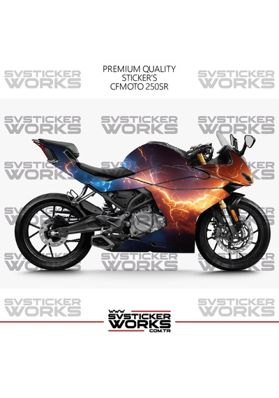 Cfmoto 250sr Kaplama Sticker Kırmızı Ve Mavi Flash Design Motor Kaplama Modeli Hazır Kit Tüm Modeller Uyumlu