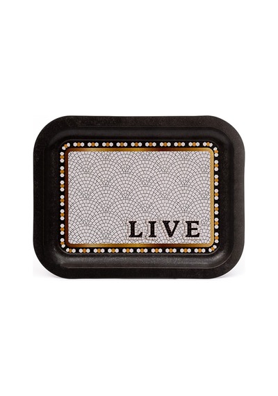 Mosaic Live Desenli Küçük Klasik Metal Tepsi, 23 X 30 Cm