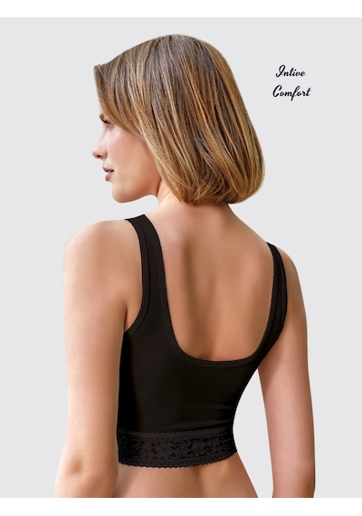Berrak Altı Dantelli Modal/pamuk Karışımlı U Yaka Kalın Askılı Bü Siyah