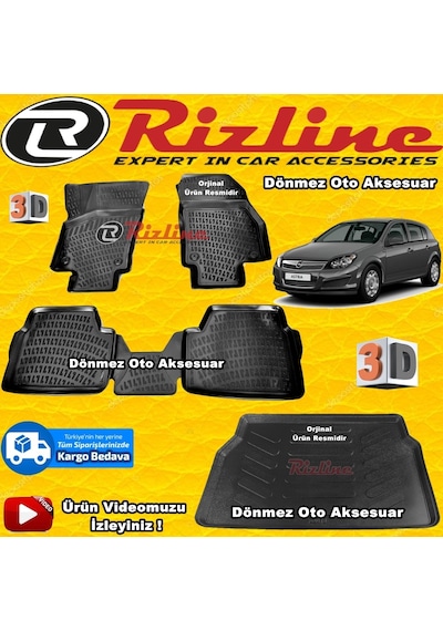 Astra H 3D Paspas + Bagaj Havuzu Siyah Hb 2004-2015 Arası Rizline N11.26956