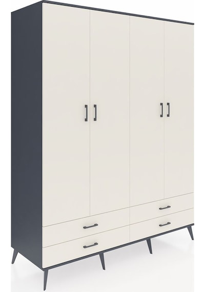 Kronos Gardrop 6 Raflı 4 Çekmeceli 2 Askılı 176x59x221 Antrasit-aytaşı Beyaz Kronos Gardrop 6 Raflı 4 Çekmeceli 2 Askılı 176x59x221 Antrasit-aytaşı Beyaz