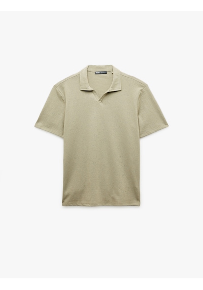 Koton Pamuklu Regular Fit V Polo Yaka Kısa Kollu Tişört Yeşil 5sam10024mk Yeşil