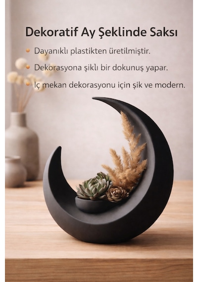 Hilal Şeklinde Modern Dekoratif Saksı Sukulent & Yapay Çiçek İçin Şık Ev Ofis Dekoru Çok Renkli