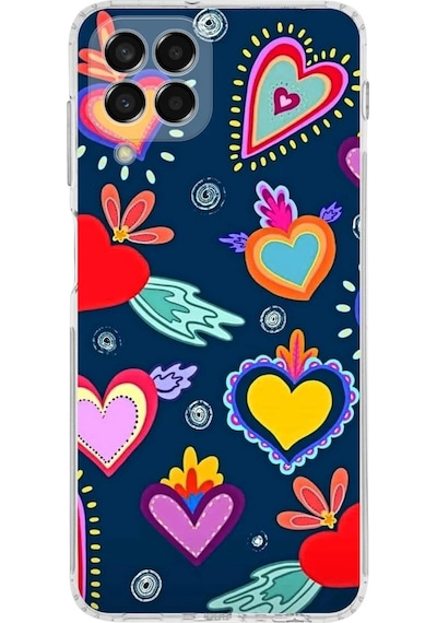 Samsung Galaxy M33 İle Uyumlu Retro Color 3 Kamera Korumalı Şeffaf Kılıf Şeffaf