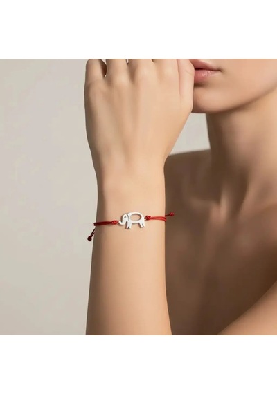 G&a Jewels - Fil - 925 Ayar Gümüş 0.01ct Pırlanta Taşlı Kırmızı İpli Bileklik Gümüş - Kırmızı