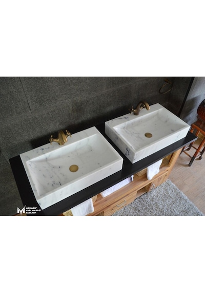 Afyon Grili Beyaz Batarya Çıkışlı Kare Lavabo
