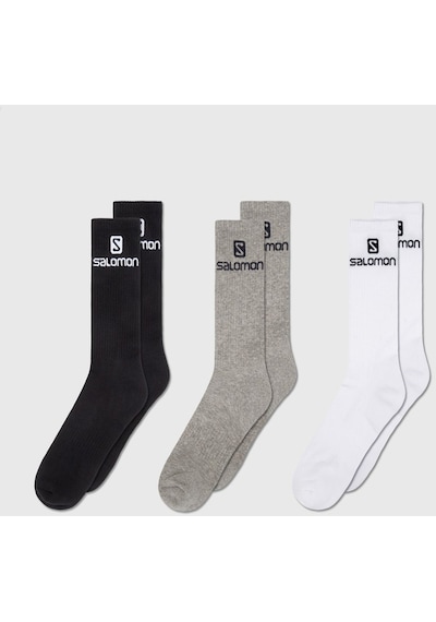 Salomon Everyday Crew 3 Pack Çorap - Beyaz Gri Siyah-beyaz Gri Siyah Beyaz - Gri - Siyah