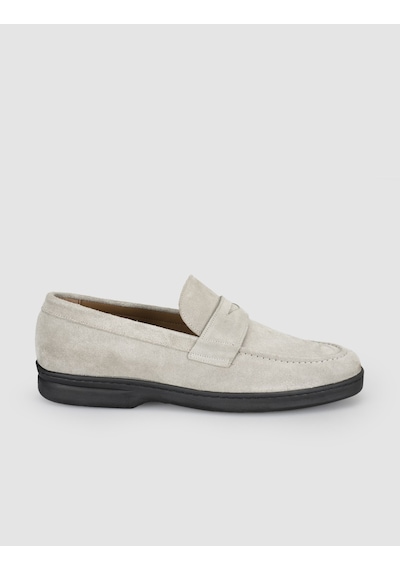 Cabani Erkek Bej Hakiki Süet Deri Loafer Ayakkabı