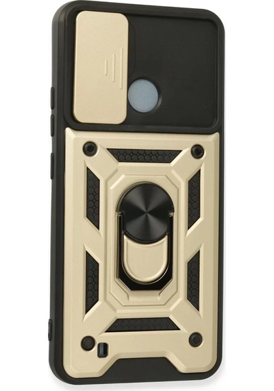 Newface Realme C11 2021 Kılıf Pars Lens Yüzüklü Silikon - Gold Altın