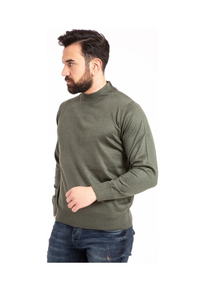 Nacar Store Erkek Haki Yarım Boğazlı Kazak