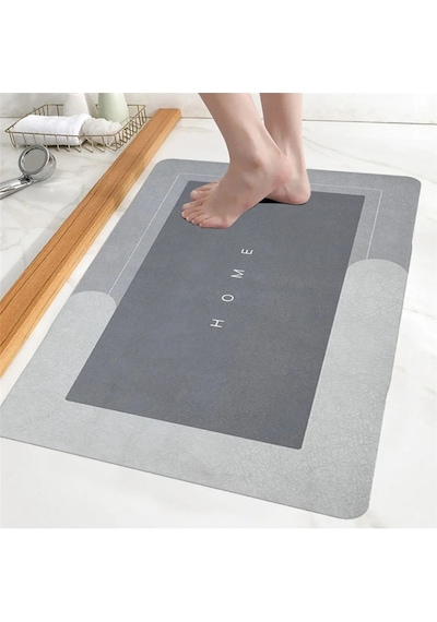 Dikdörtgen Sihirli Su Emici Kaydırmaz Banyo Paspası Ayak Matı Kaymaz Tabanlı Abdest Paspası 58x38 Cm Diğer