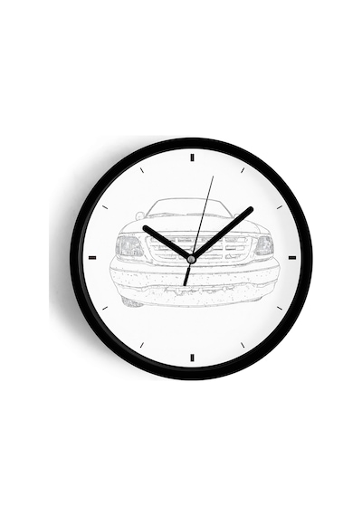 Eski Araba Çizim Tasarımı Modern Duvar Saati - 30cm - Önü Camlı Siyah Kasa - Sessiz Mekanizma-jh0668 Siyah