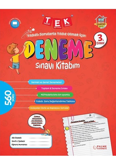 3. Sınıf Tek Deneme Sınavı Kitabım -  Palme Eğitim