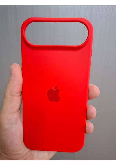 Apple Uyumlu iPhone 17 Air Logolu İçi Kadife Silikon Lansman Kılıf Kırmızı