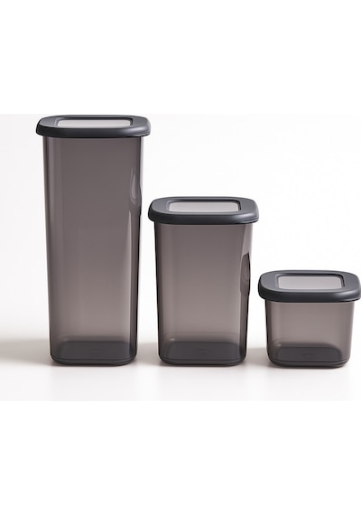 3 Boy Erzak Saklama Kabı Plastik 24 X 23,5 X 33 Siyah Cn Diğer