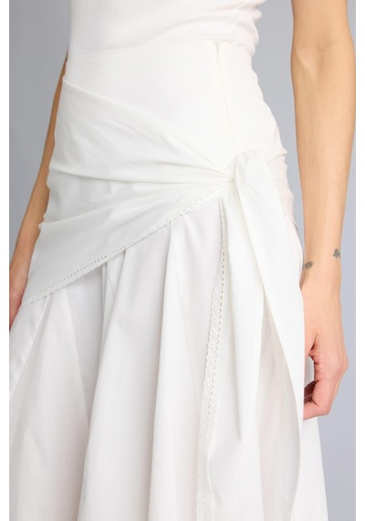 Defacto %100 Pamuk A Kesim Normal Bel Poplin Midi Etek H3435ax26smwt32 Beyaz-wt32