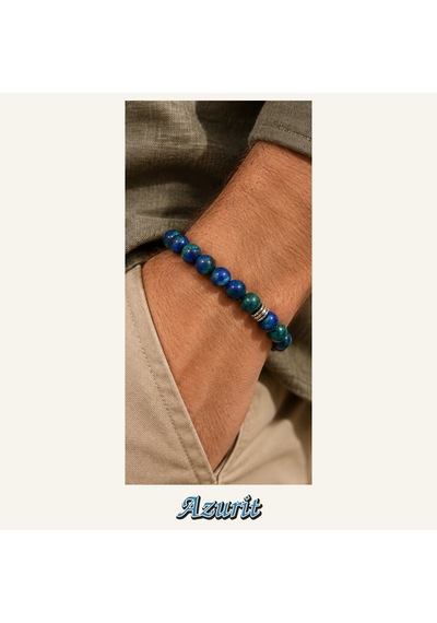 Azurit Taşı Bileklik 8 Mm, Unisex, Elastik Çok Renkli