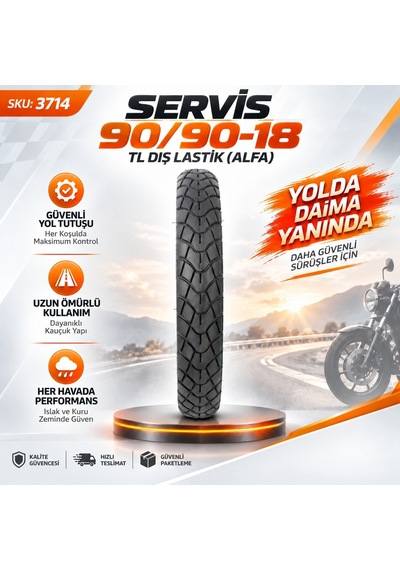 Servis 90/90-18 Tl Dış Lastik Alfa Motosiklet Lastiği