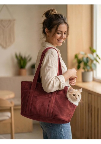 Tr Milano Kedi Köpek El Omuz Taşıma Çantası, Evcil Hayvan Seyahat Çantası, Kırmızı