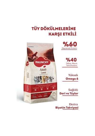 Paunchy Kuzu Etli ve Pirinçli Yetişkin Köpek Maması 15 KG