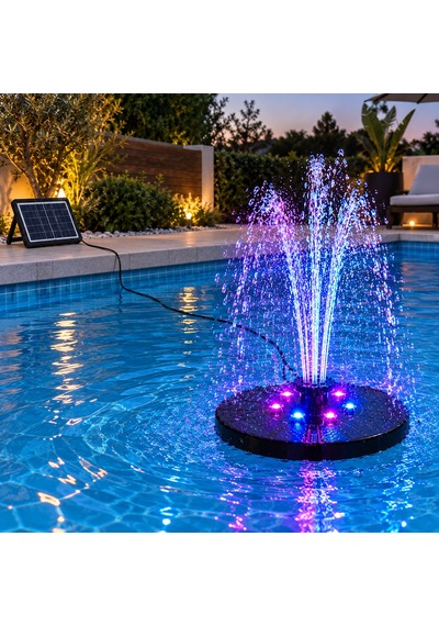 Güneş Enerjili Led Işıklı Su Fıskiyesi Bahçe Gölet Havuz Dekorasyon & Farklı Başlıklı Püskürtme Fıskiyesi