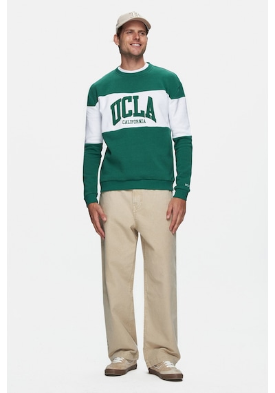 Ucla Archer Yeşil Bisiklet Yaka Nakışlı Loose Fit Erkek Sweatshirt Yeşil