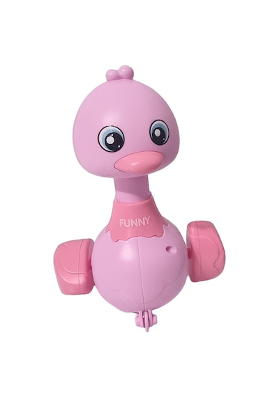 Çocuklar İçin Sevimli Ördek Bas Bırak - Kurmalı Oyuncak Ördek - Pembe