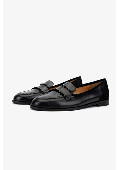 Valmenti Kadın Hakiki Deri Siyah Loafer Ayakkabı 611 H10046-b12 Bn Ayk Sk25-26 Black/black Siyah