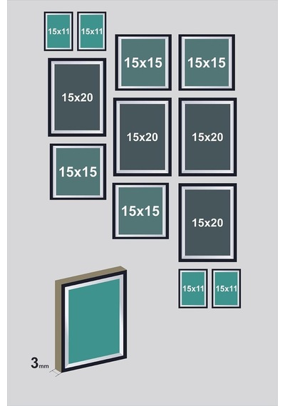12 Parça Dekoratif Mdf Tablo Seti Çerçeve Görünümlü Dekolıadkj069