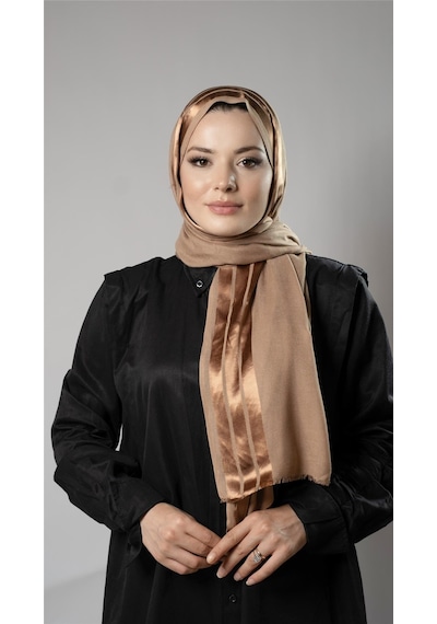 Hürrem Bone Bej Şerit Çizgili Şal Viskon Kumaş Bursa Dolama 202109 12 Bej
