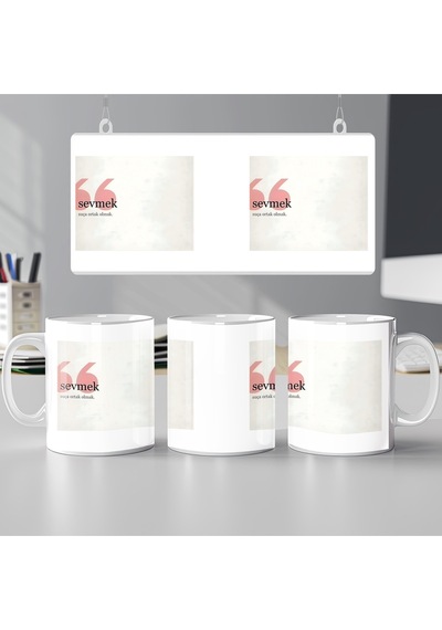 Sevmek Suça Ortak Olmak Yazılı Aşk Kupa Bardak Minimal Tipografik Tasarım Anlamlı Hediye Beyaz