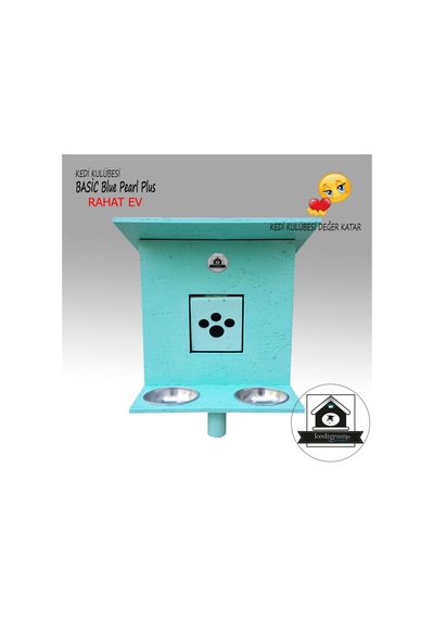 Kedigram Kedi Kulübesi Basic Blue Pearl Plus Kedi Evi Yağlı Boyalı