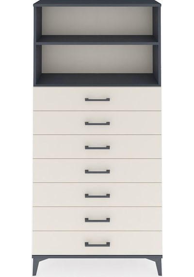 Arges Dolap 2 Raflı 7 Çekmeceli 88x30x182 Antrasit-aytaşı Antrasit