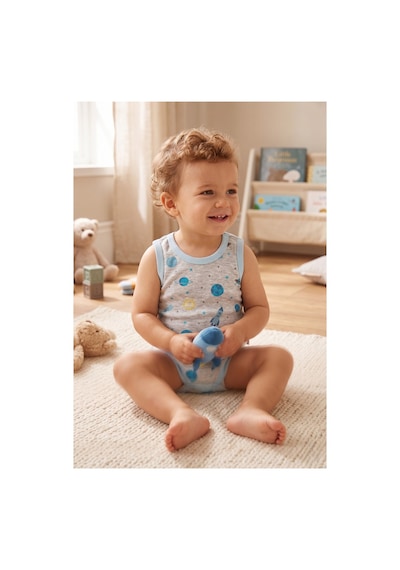 Mother Love %100 Organik Pamuk 2'li Atlet Body 0-36 Ay Mavi