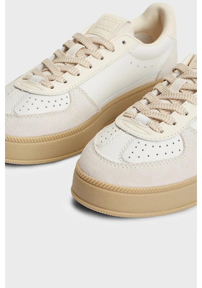 Tommy Jeans Logolu Deri Sneaker Ayakkabı Kadın Ayakkabı En0en03091 Ybl Beyaz