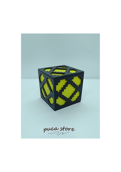 Minecraft Temalı Redstone Lambası - Led Mum Hediyeli Masa Ve Gece Lambası 8x8x8 Cm Sarı