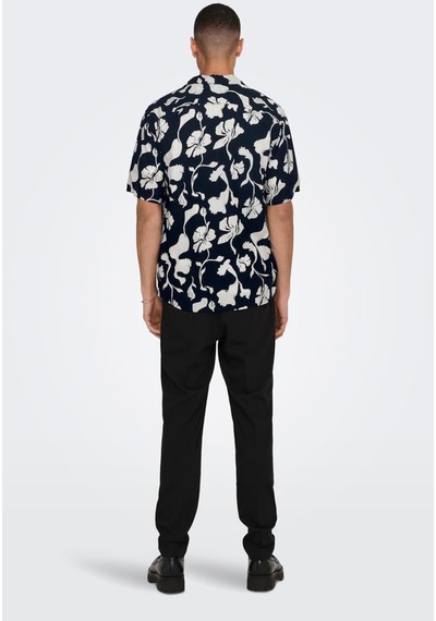 Only & Sons Onsdash Lıfe Ss Resort Aop Shırt Noos Lacivert 001