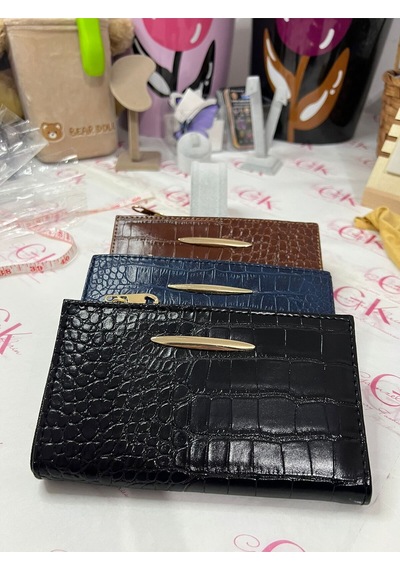 Gk Gamzelirenklerim Luxury Fashıon&accessorıes Kroko Dokulu Gold Detaylı Lüx Görünümlü Cüzdan Siyah