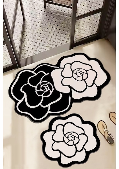 Bungari Rose 2li Banyo Paspası Seti, Kaydırmaz Tabanlı Djtbanyo Renkli