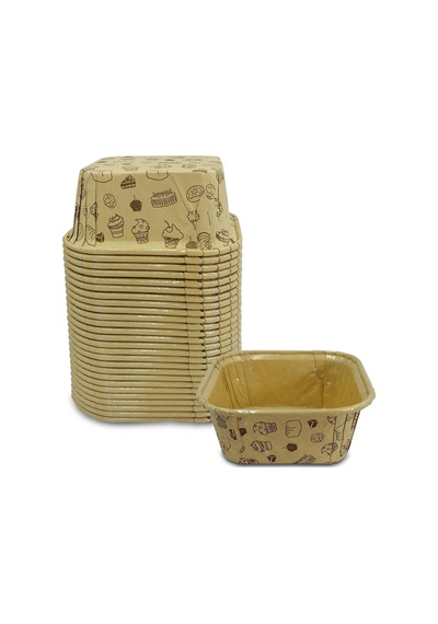 Kafem Muffin Kek Kapsülü Kare Kraft Desenli 50li X 5 Paket - K33 Kahverengi