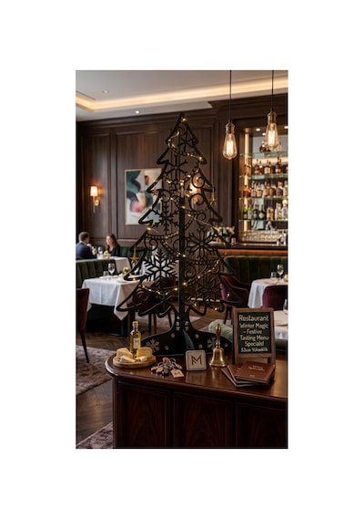 53 Cm Mat Siyah Metal Yılbaşı Ağacı Biblo - Kar Tanesi Detaylı Modern Yılbaşı Süsleme Standı Kahverengi - 942751326