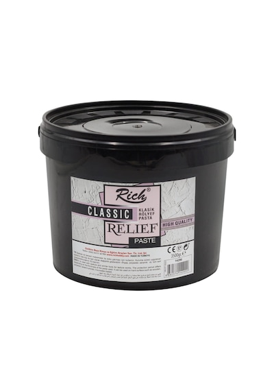Rölyef Pasta 3,5 Kg Büyük Kova Beyaz Stencıl Spatul Doku Tarağı Set Karışık
