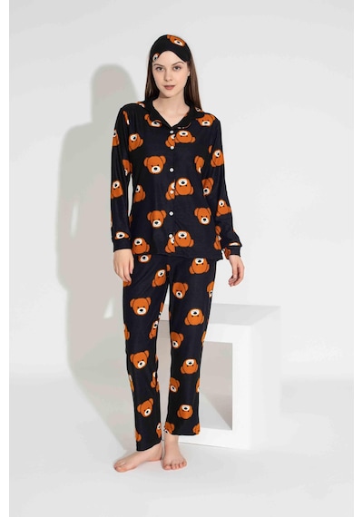 Yeni Sezon Sonbahar/kış Kız Çocuk Ayıcık Desenli Süet Pijama Takımı 2724-1 Siyah Ayıcık Siyah-turuncu Yeni Sezon Sonbahar/kış Kız Çocuk Ayıcık Desenli Süet Pijama Takımı 2724-1 Siyah Ayıcık Siyah-turuncu