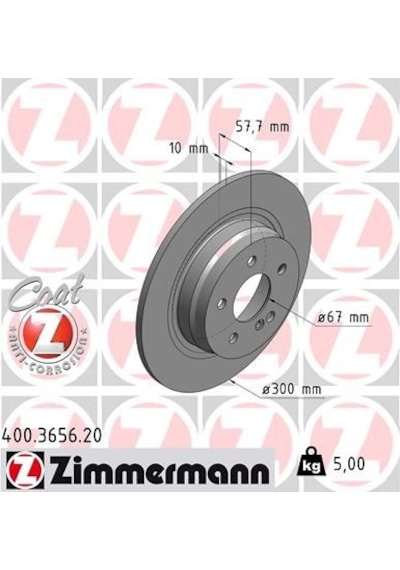 Zımmermann Fren Dıskı Arka Mercedes W204 S204 C204 C207 A207 Zımmermann 400.3656.20 A2044231512