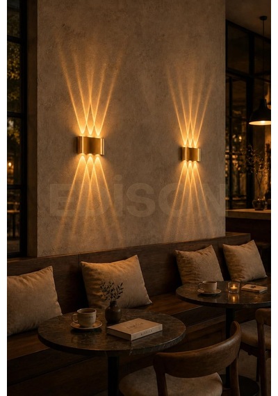 Tr Gold Led Aplik, Amber Işık, Modern Dekoratif Duvar Lambası, 18x9.5 Cm, İç Mekan Aydınlatma Diğer