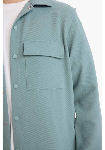 Defacto Esnek Kumaş Twill Gömlek E7689ax26spgn1175 Yeşil-gn1175